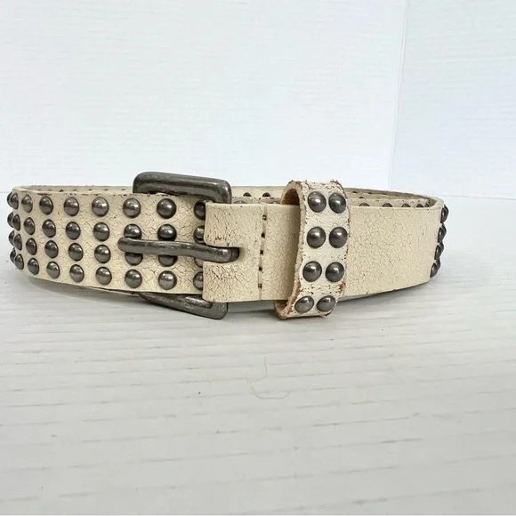 Y2K Inspired Leather Metal Studded Belt Women’s S Goth Punk Rock Distressed - Picture 2 of 10
